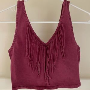 Urban Outfitters Ecote Red Fringe Crop Top